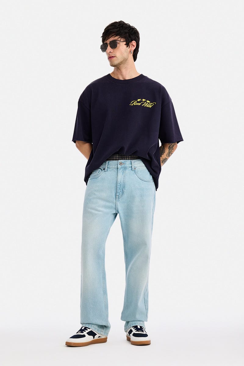 Sraight Fit Washed Jeans